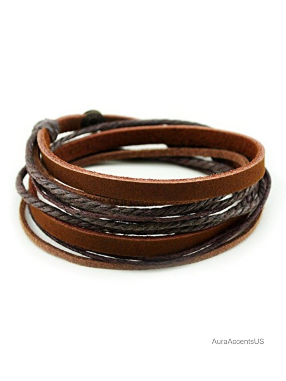 Genuine Leather Multilayer Adjustable Bracelet Cuff Wrap